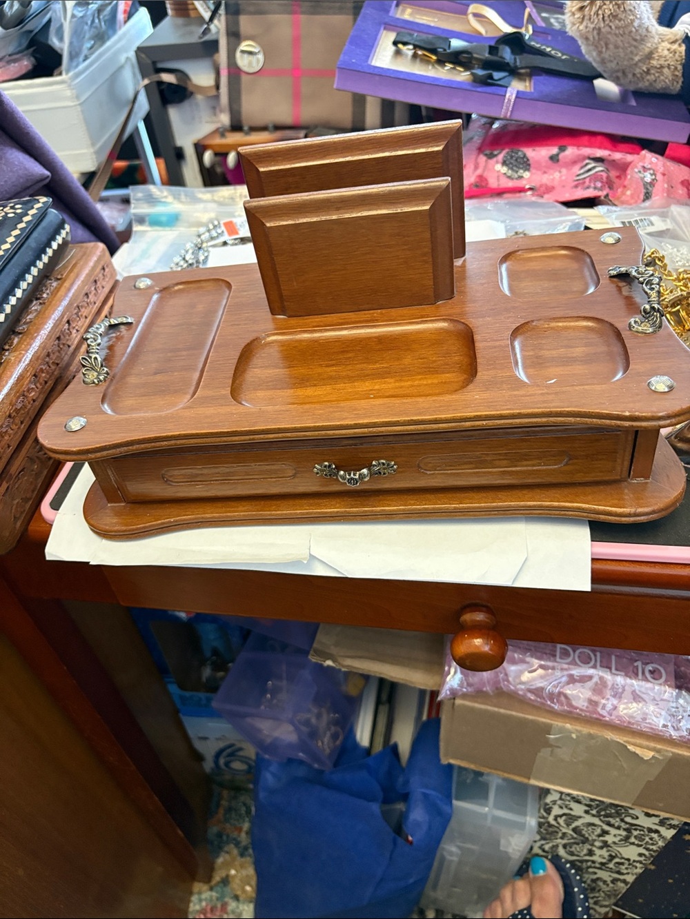 Vintage (MCM) Wooden Dresser Valet Organizer (1970 )
